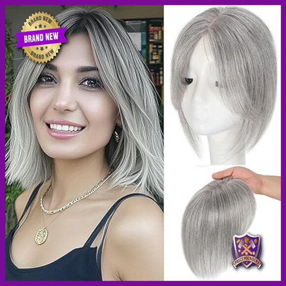 Real Human Hair Topper with Bangs for Thinning Crown, 12 Inch main image 6